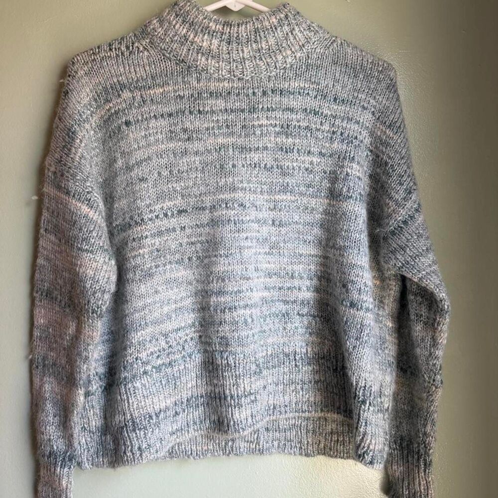 Jcrew Women's Grey and Blue Jumper
